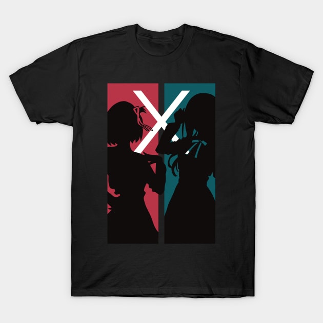 Lycoris recoil Chisato nishikigi x Takina inoue Clean anime characters silhouette design T-Shirt by Animangapoi